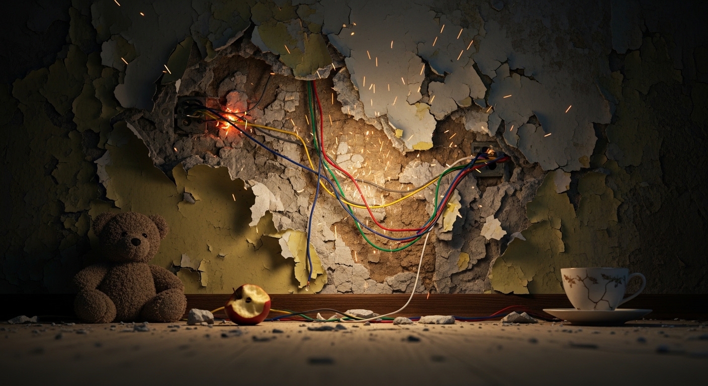 peeling paint to exposed wires